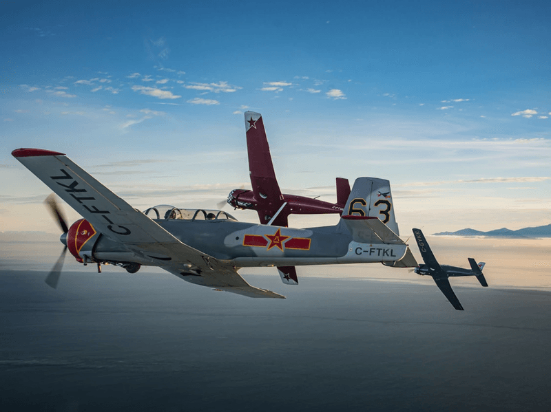 Chris Walker flying in his warbird plane