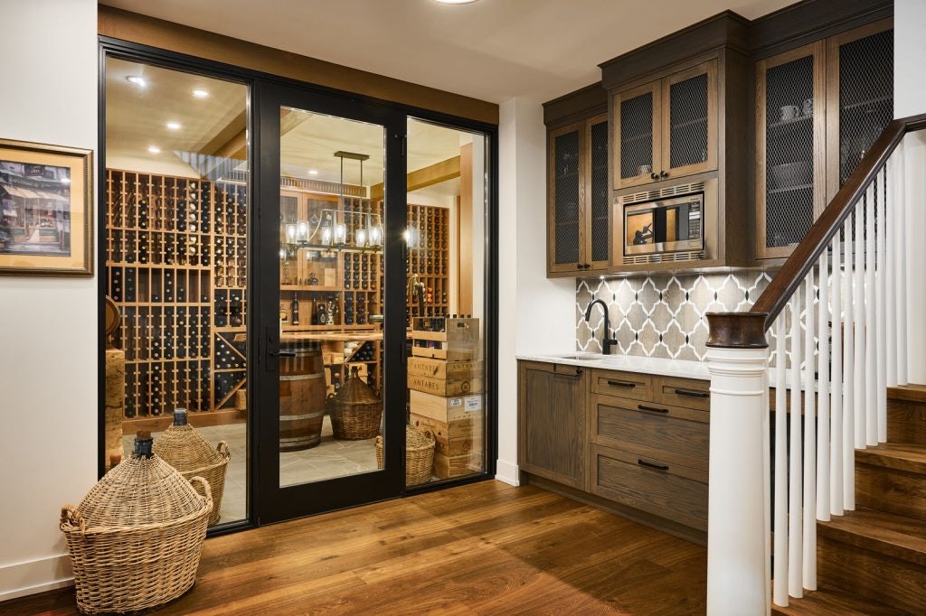 entrance to wine cellar in Lands End home