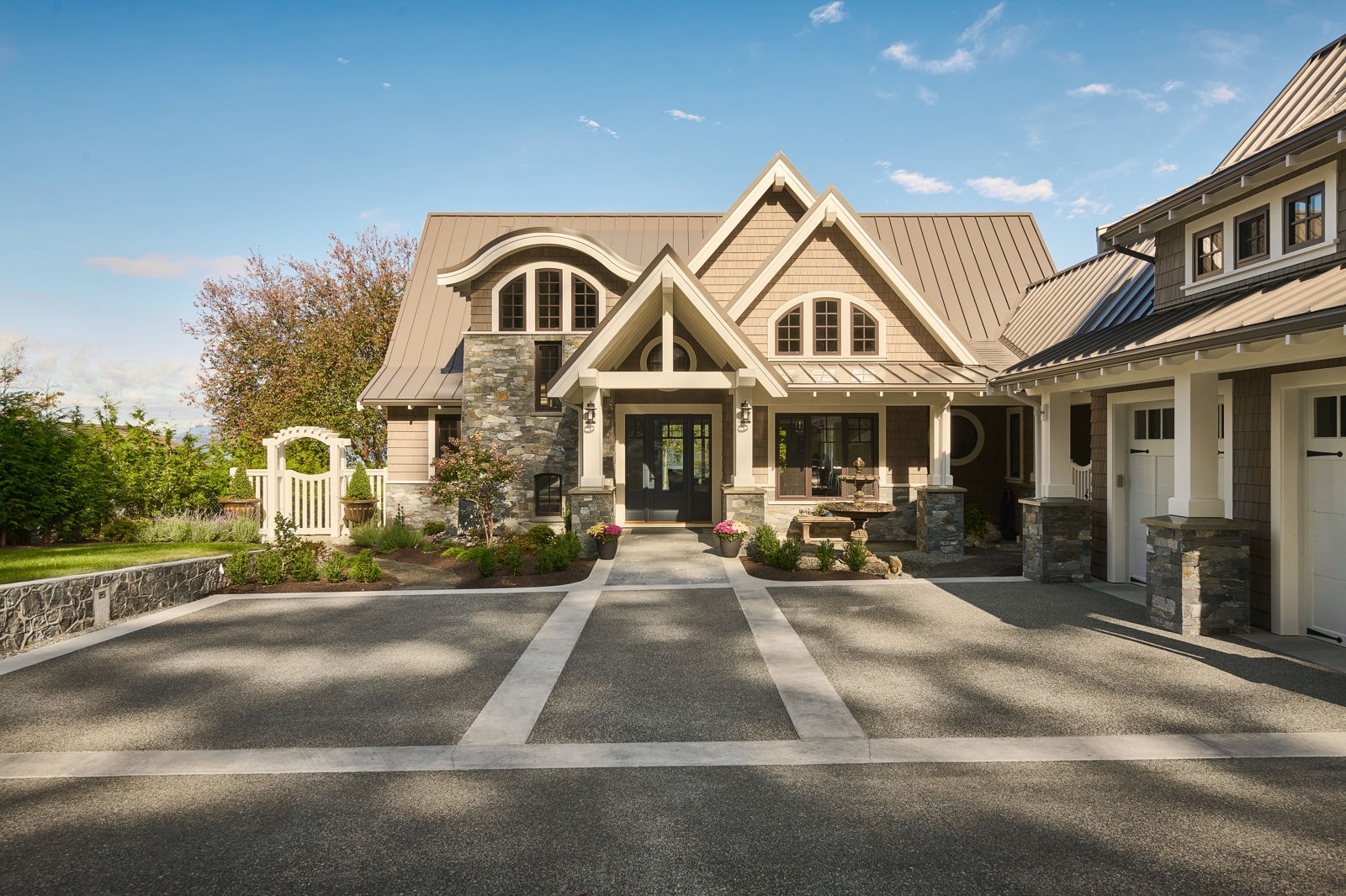 front exterior of Lands End home on a sunny day